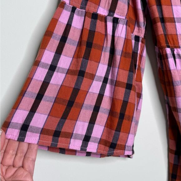 EVRI Plaid Plus Size Bell Sleeve Tiered Blouse Top Size 0X NWT - Picture 5 of 8